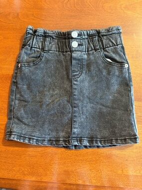 Kids Black Denim Skort with Elastic Waist